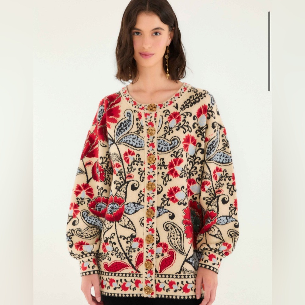 NWT Farm Rio Sand Francesca Knit Cardigan - Picture 4 of 5